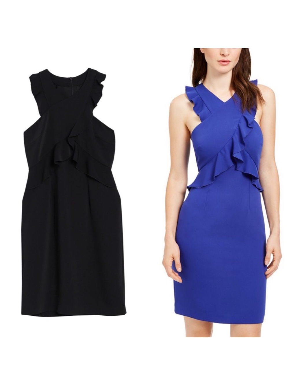 Trina Turk Black Avebury Ruffled Sheath Dress